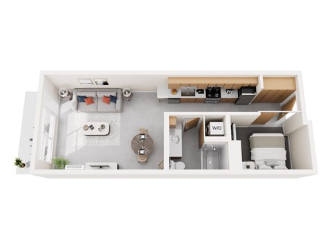 Floor plan for 1 bed, 1 bath, 572 sqft